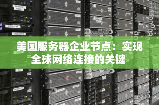 美国服务器企业节点：实现全球网络连接的关键 