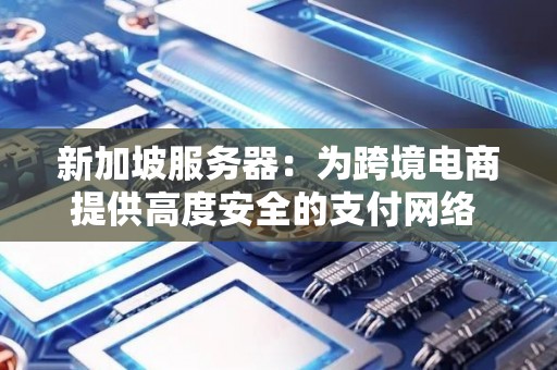 新加坡服务器:为跨境电商提供高度安全的支付网络 新加坡服务器:为跨境电商提供高度安全的支付网络