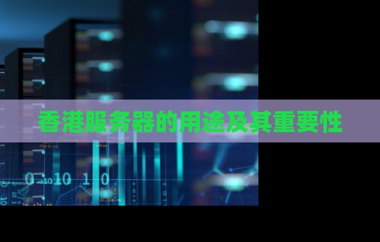 香港服务器的用途及其重要性 香港服务器的用途及其重要性