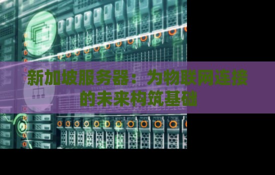 新加坡服务器:为物联网连接的未来构筑基础 新加坡服务器:为物联网连接的未来构筑基础