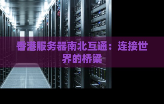 香港服务器南北互通：连接世界的桥梁