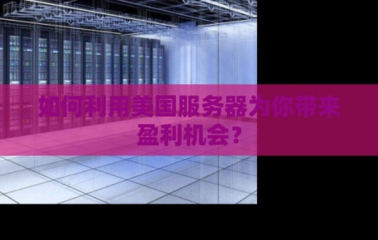 如何利用美国服务器为你带来盈利机会? 如何利用美国服务器为你带来盈利机会?