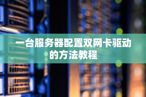 一台服务器配置双网卡驱动的方法教程 一台服务器配置双网卡驱动的方法教程