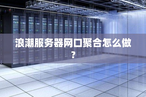 浪潮服务器网口聚合怎么做? 浪潮服务器网口聚合怎么做?