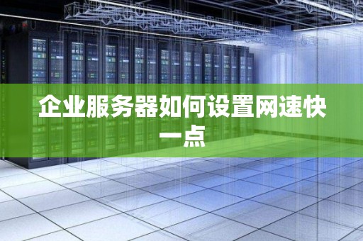 企业服务器如何设置网速快一点