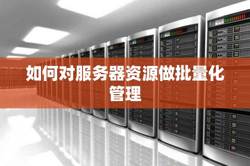 如何对服务器资源做批量化管理
