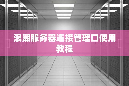 浪潮服务器连接管理口使用教程