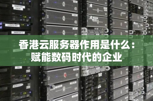 香港云服务器作用是什么：赋能数码时代的企业