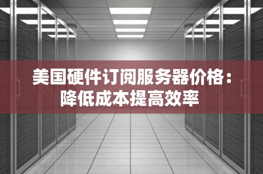 美国硬件订阅服务器价格:降低成本提高效率 美国硬件订阅服务器价格:降低成本提高效率