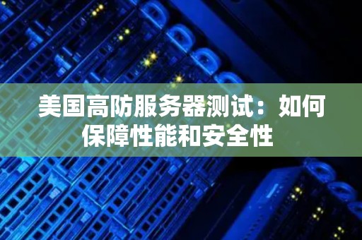 美国高防服务器测试：如何保障性能和安全性 